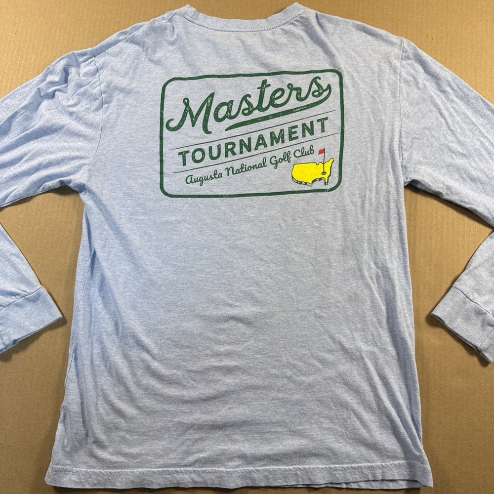 Official Masters Golf Tee‎ Light Blue Long Sleeve T-Shirt Size Medium